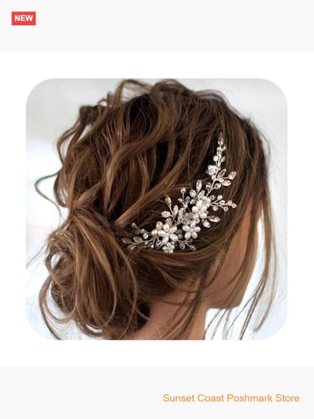 Bridal Hair Comb Silver Pearl Rhinestone Wedding Hair Piece